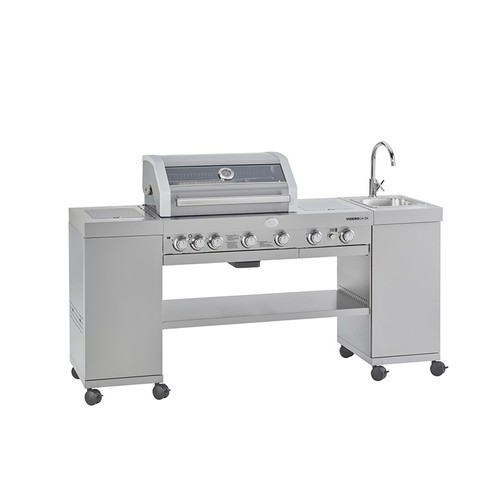 BBQ Videro G4-SK avec îlot cuisine, 30mbar acier inoxidable